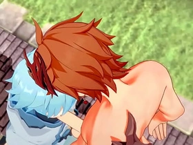 Genshin Impact Yaoi - Tartaglia x Chongyun blowjob and anal with creampie - Sissy crossdress Japanese Asian Manga Anime Game Porn Gay asian gay porn interracial