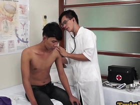 Skinny Asian enjoys anal playing from his geeky doctor solo asian gay porn