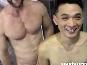 AmateursDoIt - Hung bearded jock fucks tight asian twink bareback japanese gay seduce porn