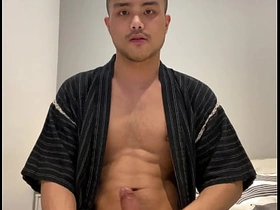Asian boy in Jinbei stroking old young chinese gay porn